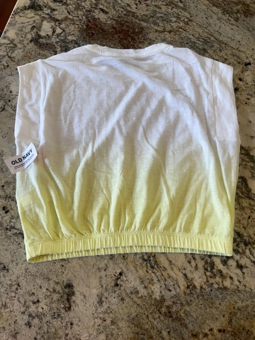 Old Navy Black Tank Top with Yellow Sun and White-to-Yellow Cropped Tank Size 8